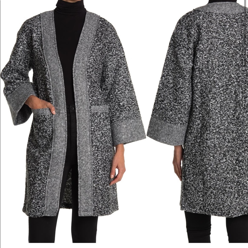 NWT Laundry by Shelli Segal Two Tone Boucle Knit Longline Cardigan
